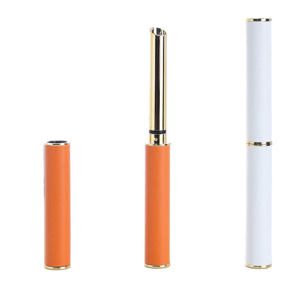 图片title文字 Custom Leather Wrapped Slim Lipstick Tube 0.8g | Thin Mini Lipstick Container with Gold Trim | Panpac