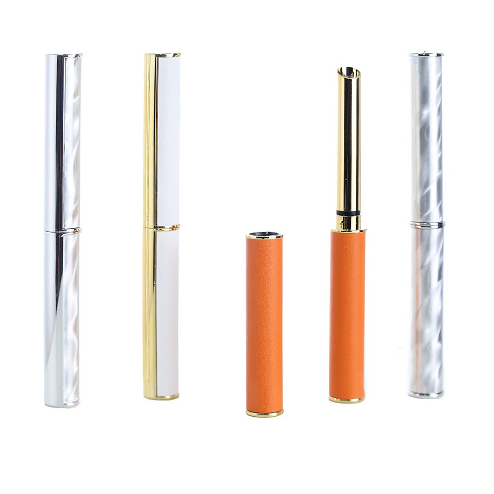 图片title文字 Custom Leather Wrapped Slim Lipstick Tube 0.8g | Thin Mini Lipstick Container with Gold Trim | Panpac