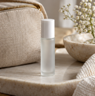 Custom 10ml Frosted Glass Cylindrical Roll-on Bottle for Eye Serum